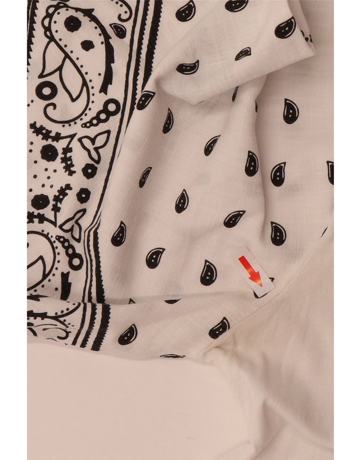 ZARA Dame Bluse Top UK 14 Medium White Paisley