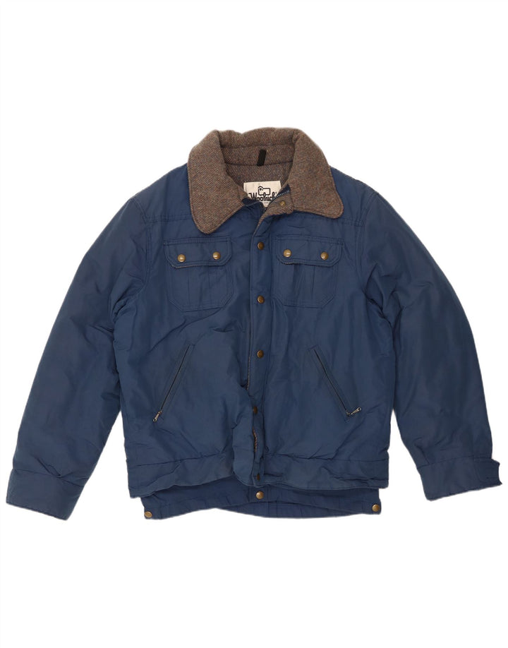 Woolrich Bomberjakke til mænd UK 40 Stor marineblå bomuld