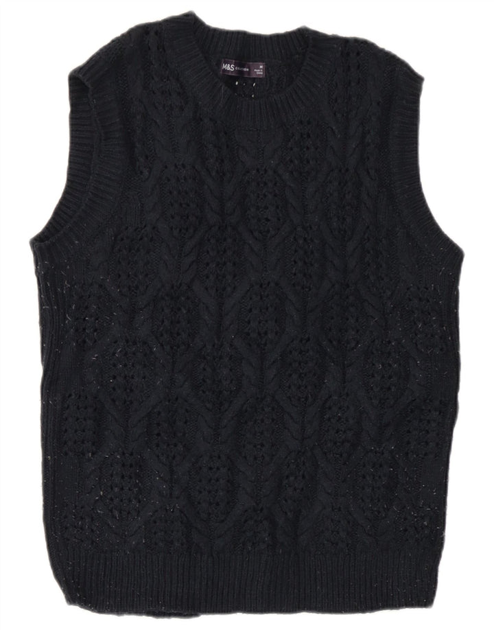 Marks & Spencer Damevest Tank Top UK 14 Medium Navy Blue Acryl