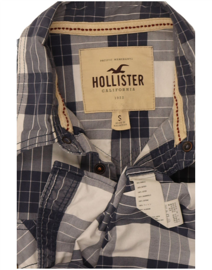 Hollister herreskjorte lille marineblå ternet bomuld
