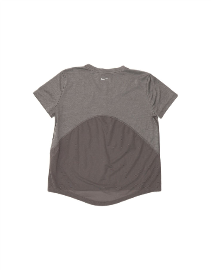 NIKE Womens Dri Fit T-Shirt Top UK 14 Medium Grey Colourblock Polyester