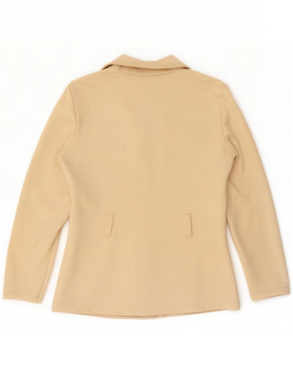 Vintage Dame 6-knaps blazerjakke UK 12 Medium Beige Polyester