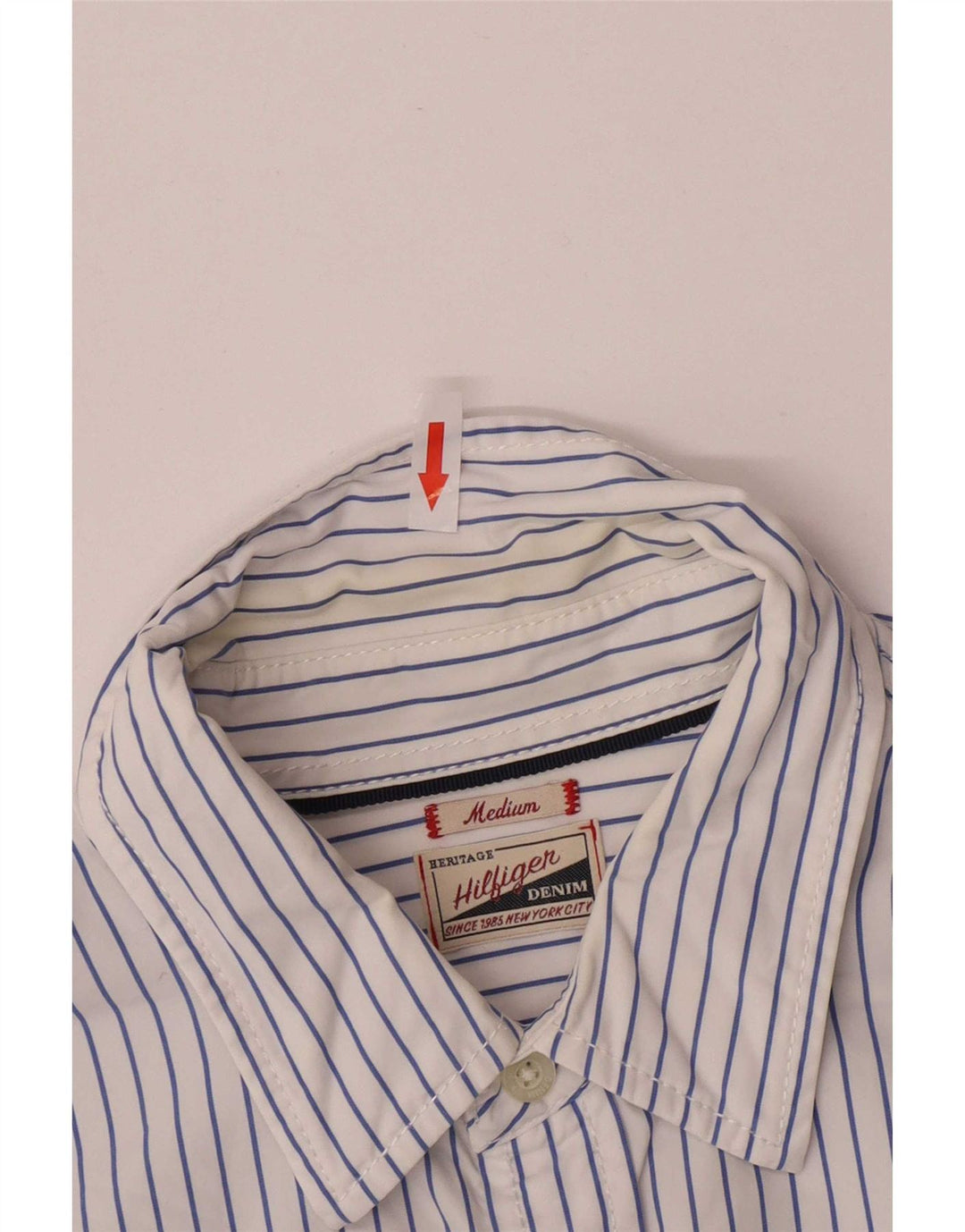 Tommy Hilfiger Herre Regular Fit skjorte Medium blå stribet bomuld