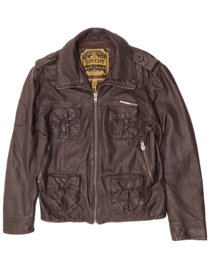 Superdry Military Læderjakke til mænd UK 42 XL Brun