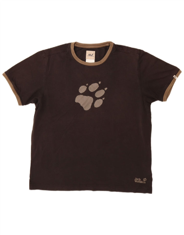 JACK WOLFSKIN Herre grafisk T-shirt top UK 44 XL Sort bomuld