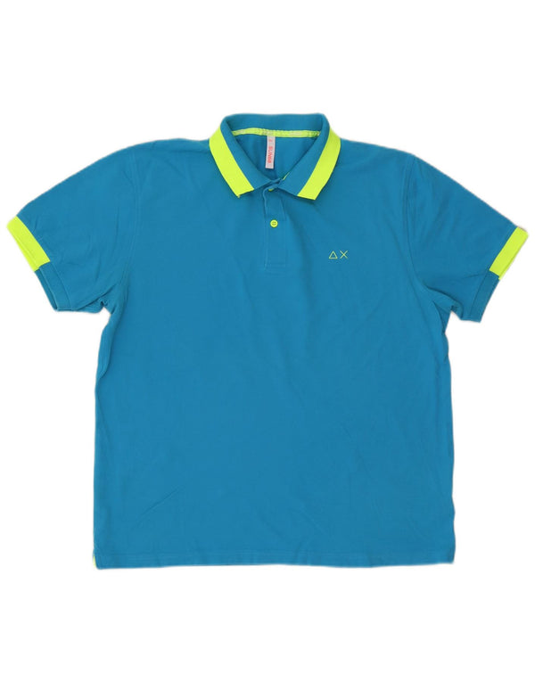 Sun68 Herre poloshirt 2XL Blå Colourblock Bomuld