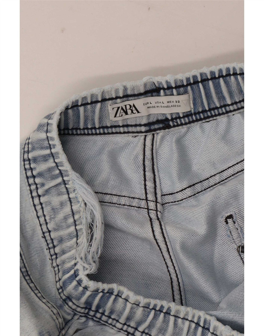 Zara Dame Denim Shorts Large W32 Blå