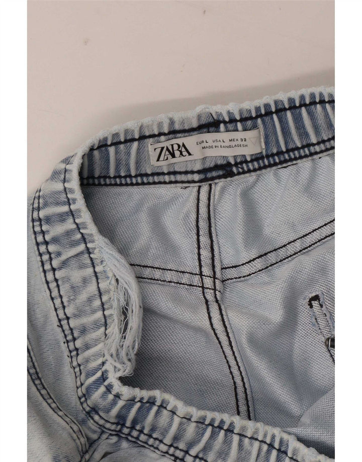 Zara Dame Denim Shorts Large W32 Blå