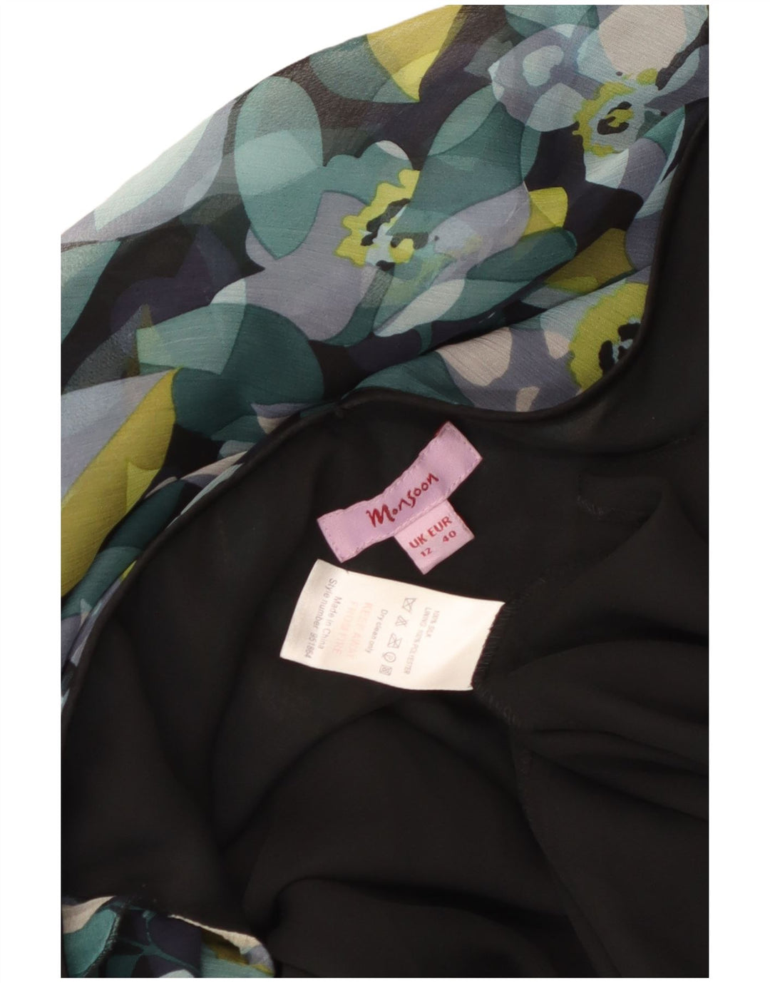 Monsoon Womens Sundress UK 12 Medium Black Floral Silke