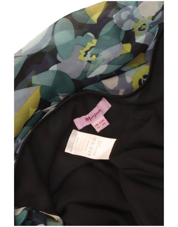 Monsoon Womens Sundress UK 12 Medium Black Floral Silke