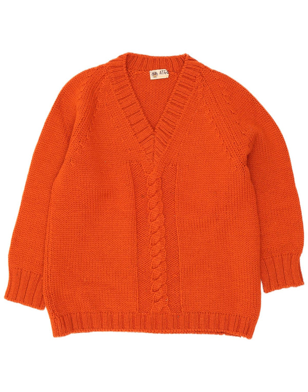 Vintage Dame V-hals sweater UK 14 Medium Rød