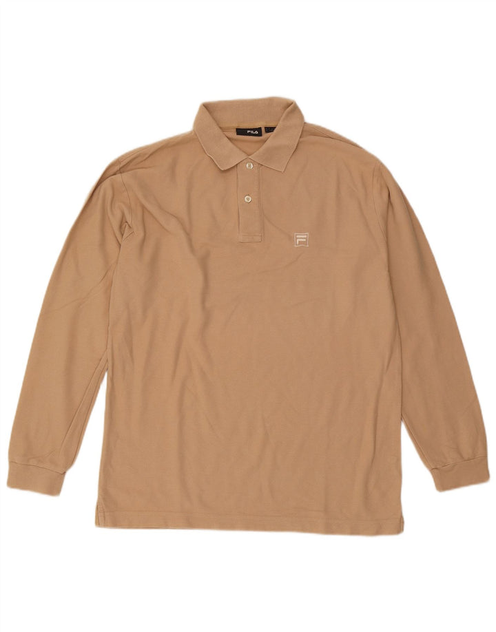Fila Langærmet Polo Shirt til mænd Stor Beige Bomuld
