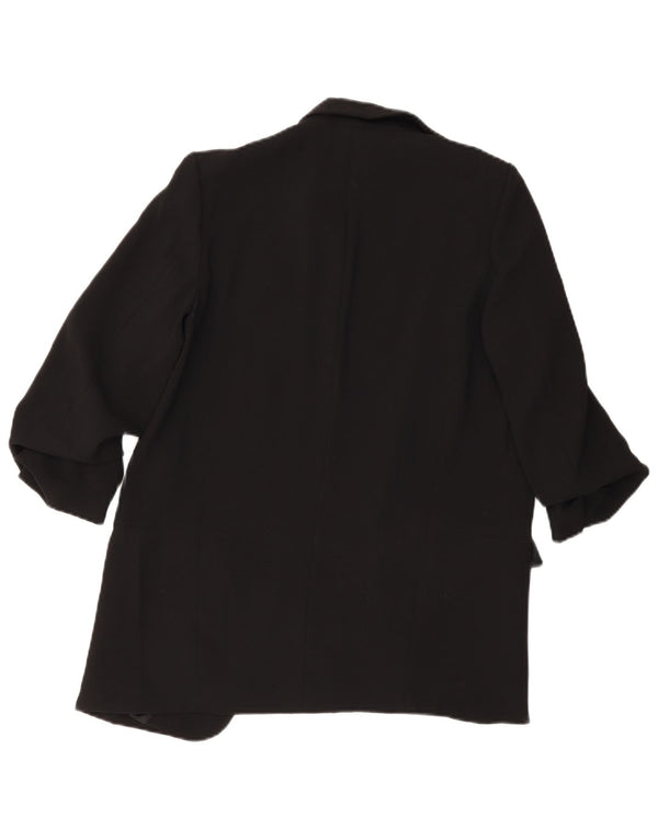 Zara Dame 3/4 ærmet åben blazerjakke UK 10 Lille sort polyester