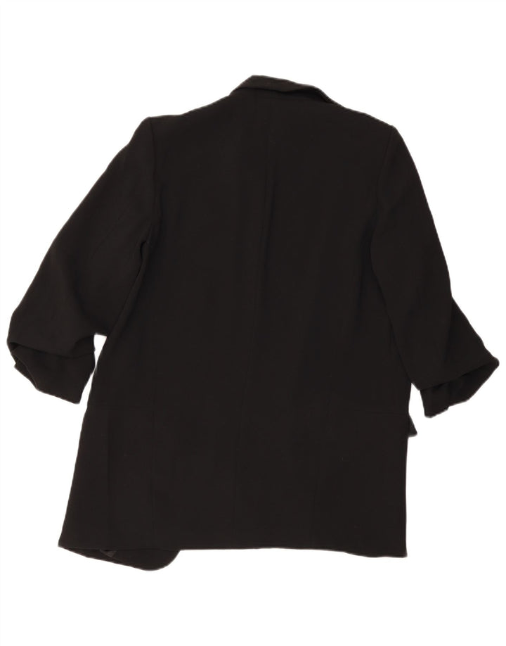 Zara Dame 3/4 ærmet åben blazerjakke UK 10 Lille sort polyester