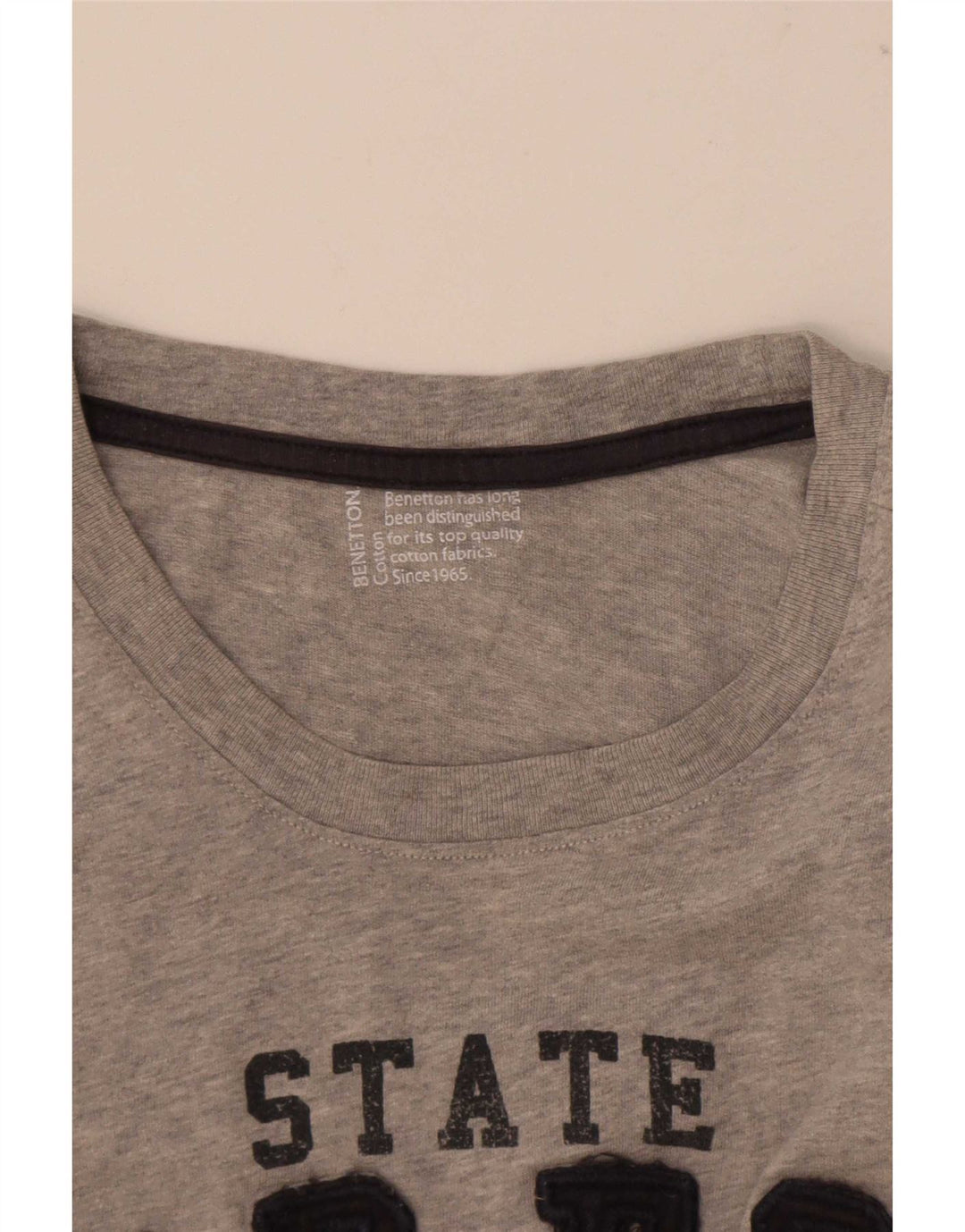 Benetton Herre grafisk T-shirt Top Stor grå Flecked Bomuld