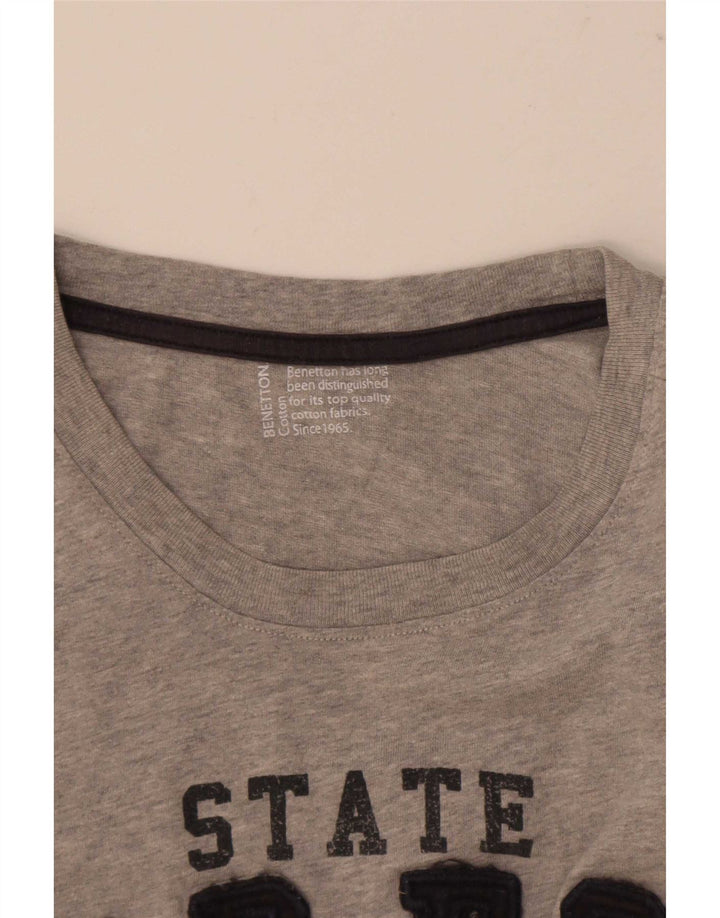 Benetton Herre grafisk T-shirt Top Stor grå Flecked Bomuld