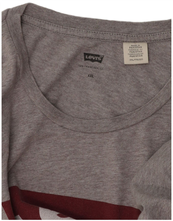 Levi's Herre grafisk T-shirt Top 2XL Grå Flecked Bomuld