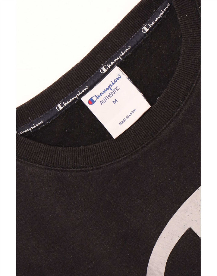 Champion Herre Grafisk Sweatshirt Jumper Medium Sort Bomuld