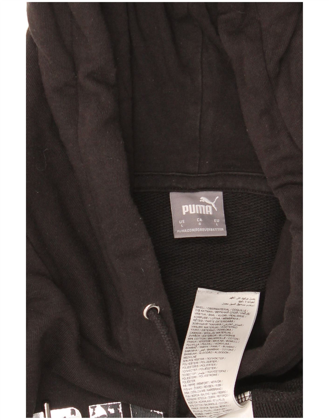 PUMA Grafisk hættetrøje til kvinder UK 16 Stor sort bomuld