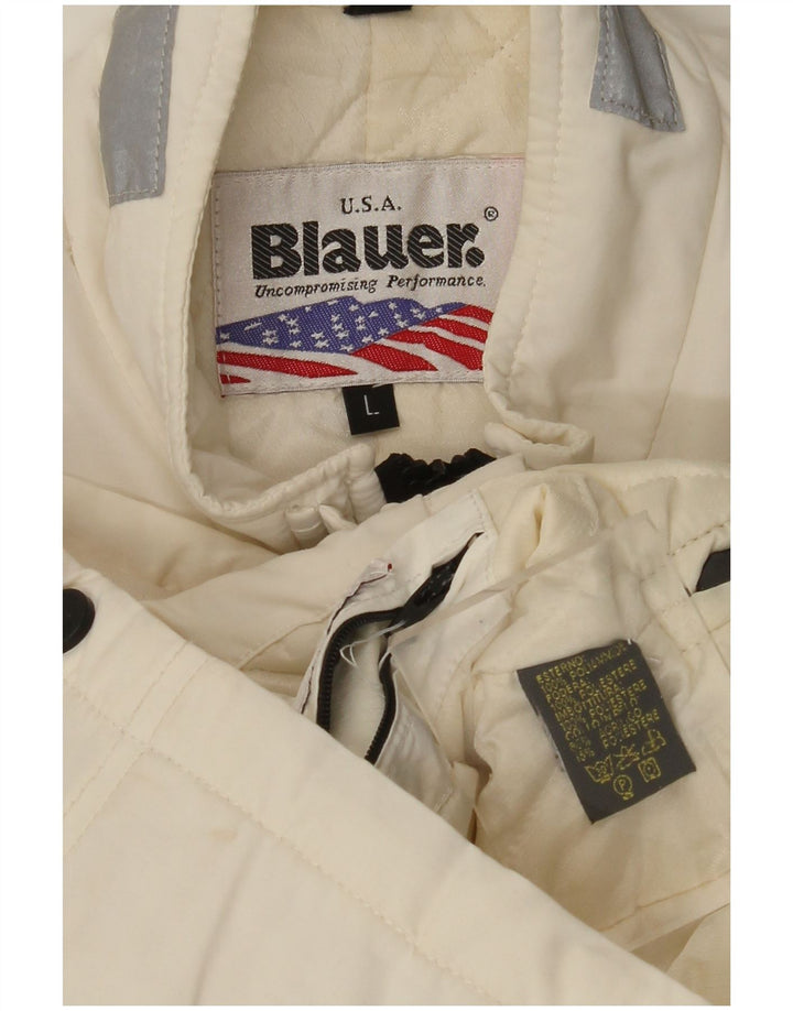 BLAUER Militærjakke til kvinder UK 14 Stor Off White Polyamid