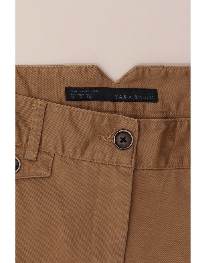 Zara Chino Shorts til kvinder Small W26 Beige Bomuld