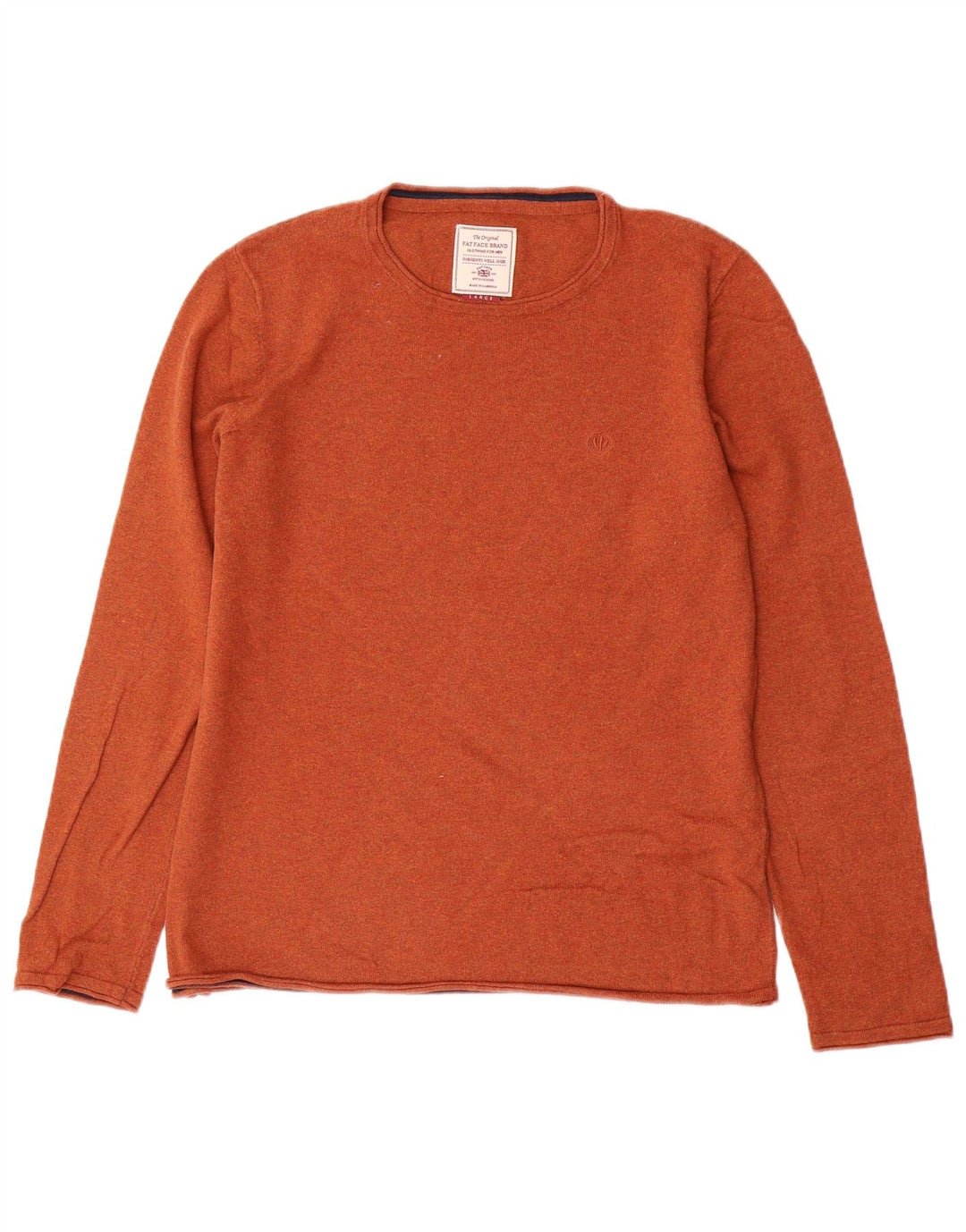 Fedt ansigt herre rund hals sweater stor brun bomuld