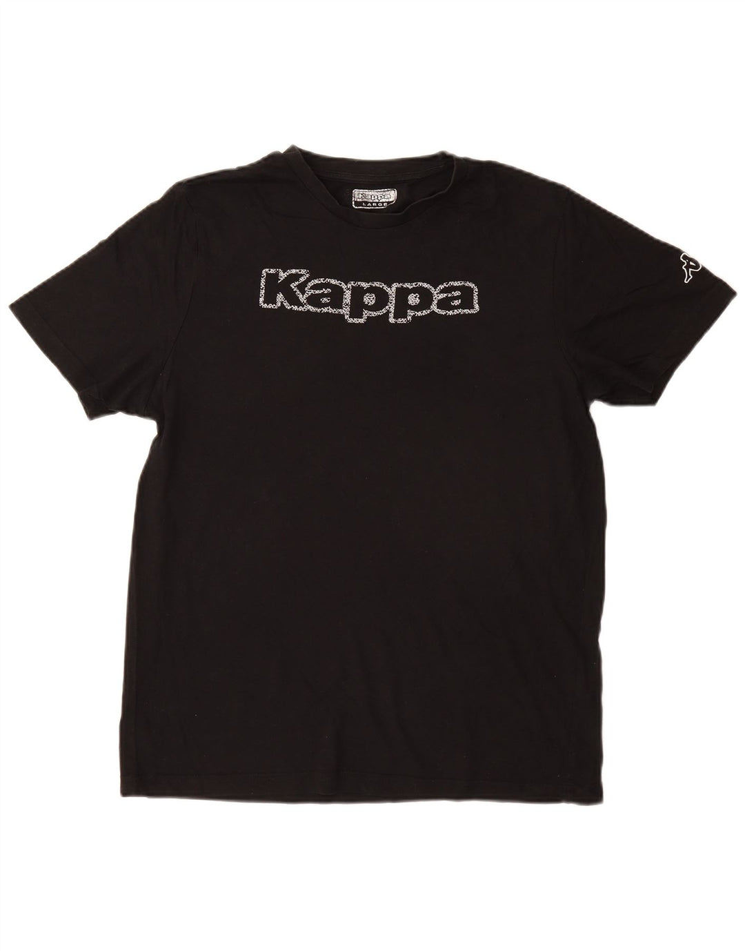 KAPPA Mens Graphic T-Shirt Top Large Black Cotton