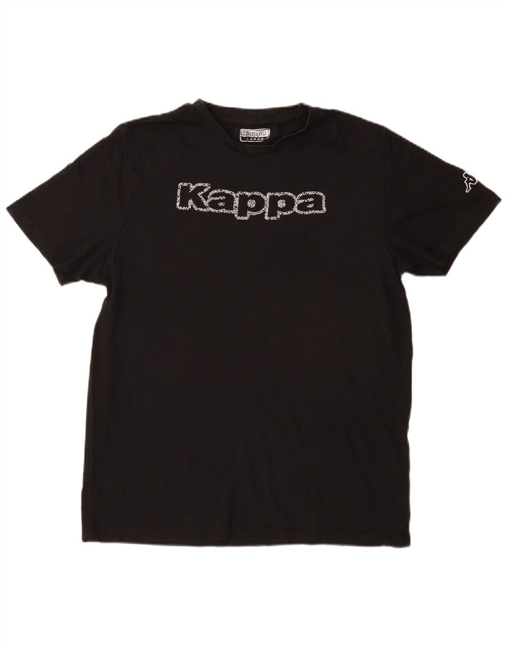 KAPPA Mens Graphic T-Shirt Top Large Black Cotton