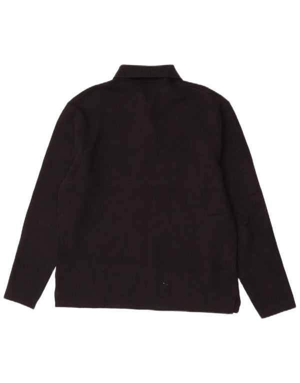 Zara Mens Long Sleeve Polo Shirt Small Black Viscose