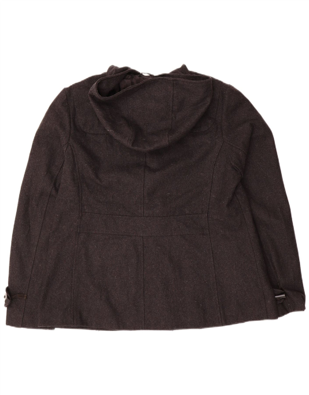 VINTAGE Duffle-jakke med hætte til kvinder UK 16 Stor grå uld