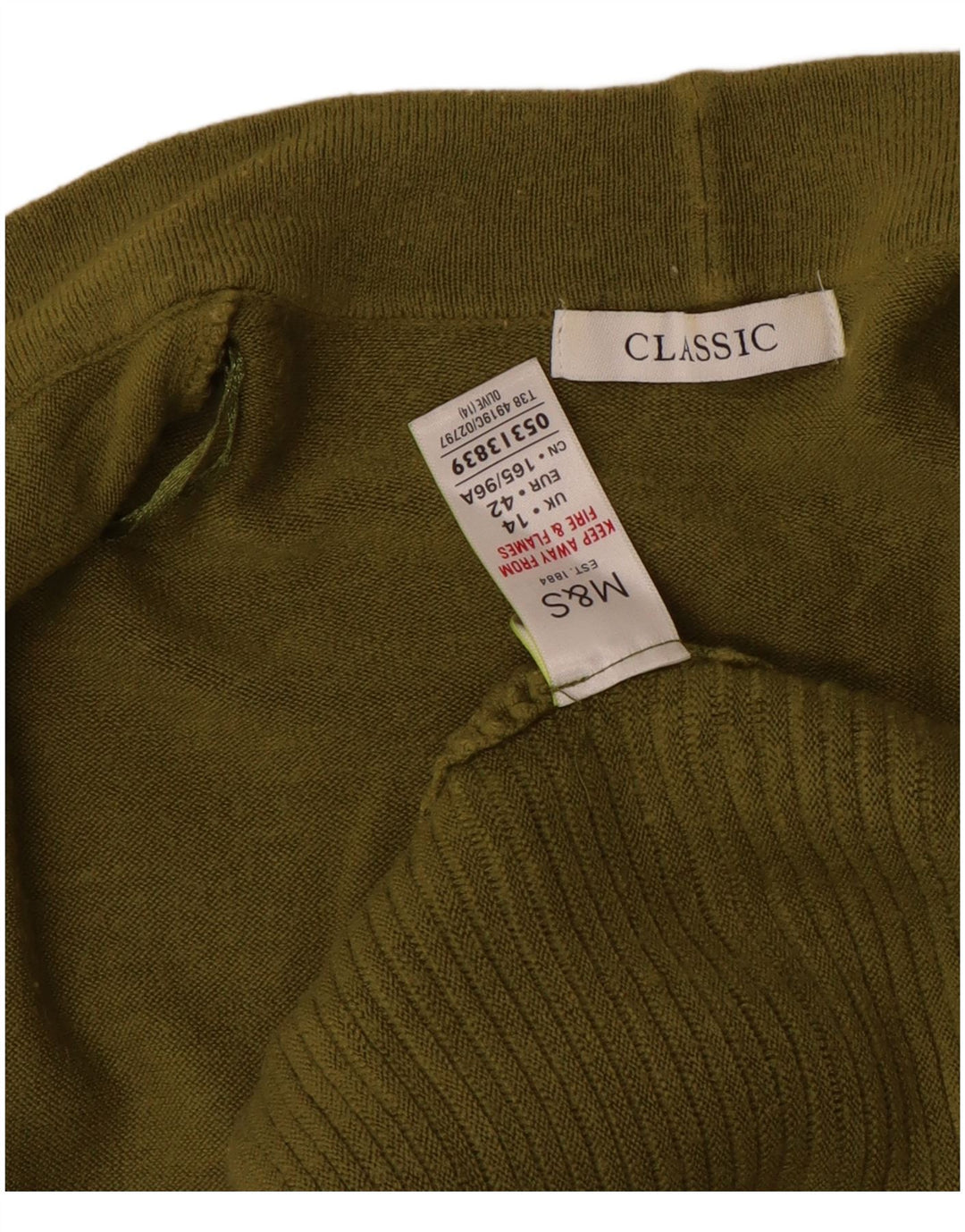 Marks & Spencer Dame 3/4 ærmet åben cardigan sweater UK 14 Medium Khaki