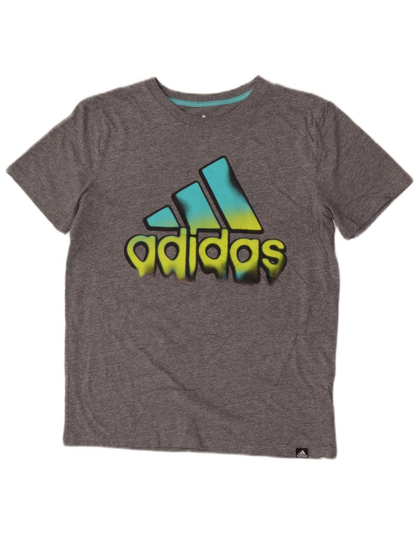 Adidas drenge grafisk t-shirt top 14-15 år stor grå bomuld