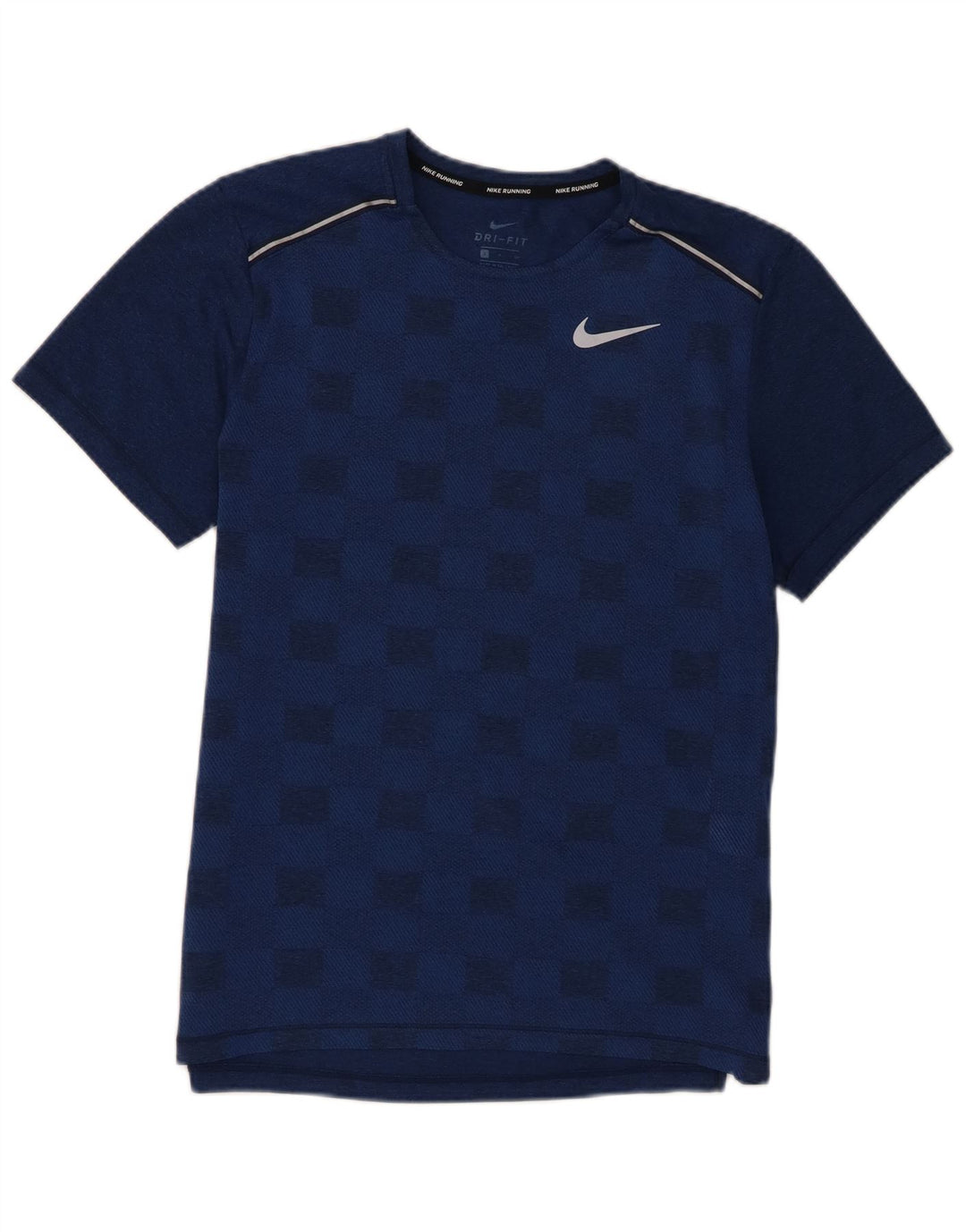Nike Dri Fit T-shirt top lille marineblå geometrisk polyester
