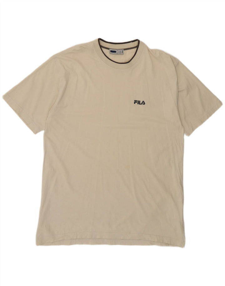 Fila Herre T-Shirt Top XL Beige Bomuld
