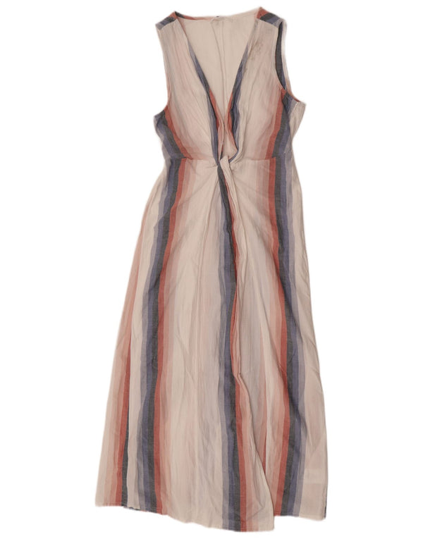 O'Neill ærmeløs maxikjole til kvinder UK 10 Lille hvid stribet viskose