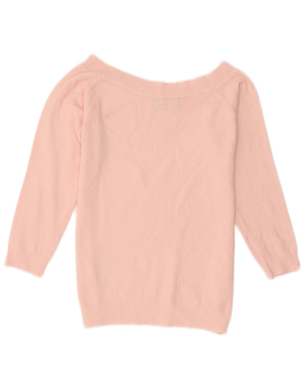 Zara Womens Crop 3/4-ærmet bådhalstrøje UK 12 Medium Pink