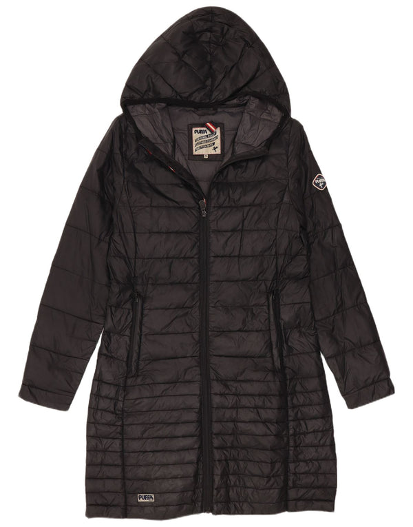 Puffa Dame Hooded Polstret Frakke UK 8 Small Black Nylon