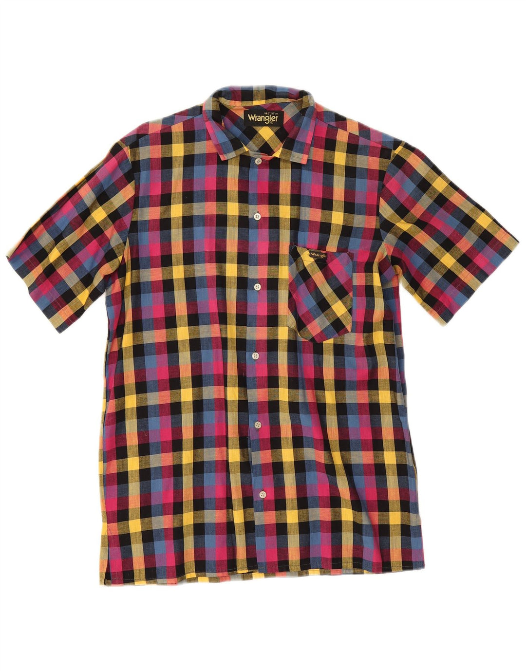 Wrangler Kortærmet Herreskjorte Størrelse 37 14 1/2 Lille flerfarvet Gingham