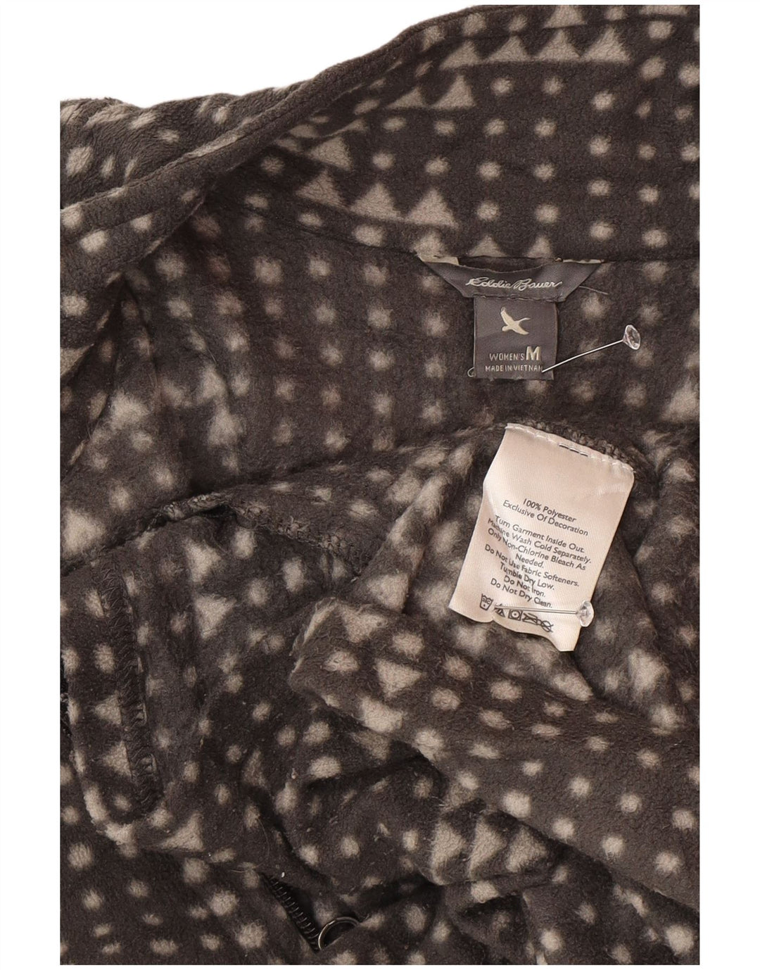 Eddie Bauer Dame Fleecejakke UK 14 Medium Grå Geometrisk Polyester