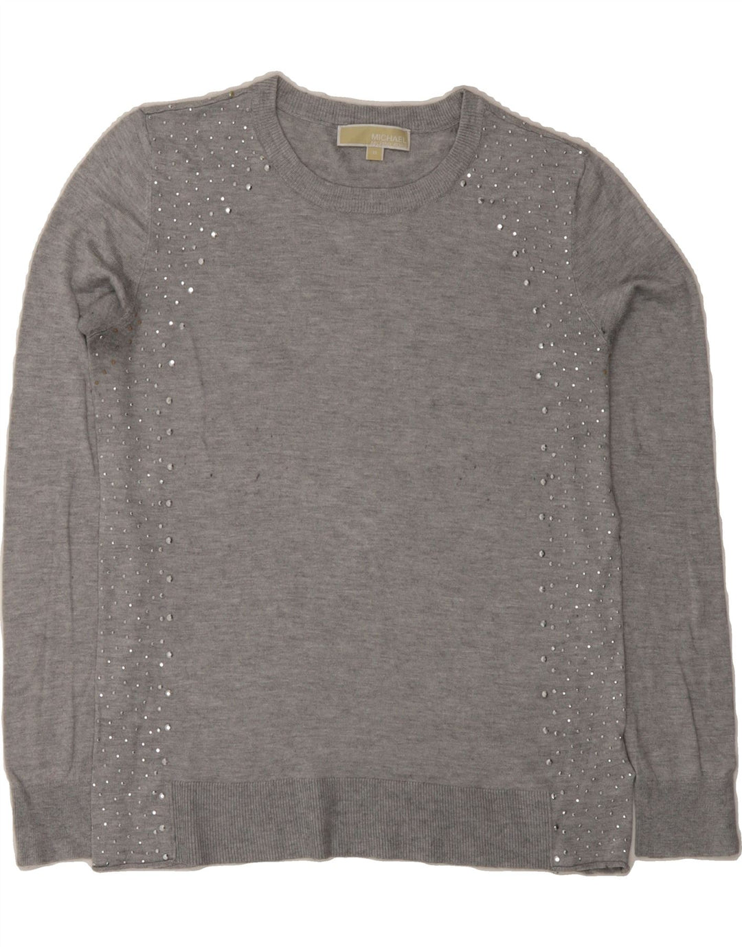 MICHAEL KORS Womens Crew Neck Jumper Sweater UK 14 Medium Grey Viscose Vintage Michael Kors and Second-Hand Michael Kors from Messina Hembry 