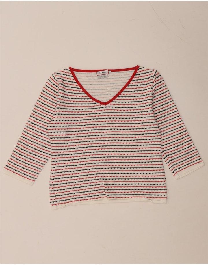 MAX & CO. Crop Top til kvinder 3/4 ærmer UK 14 Stor hvid stribet viskose