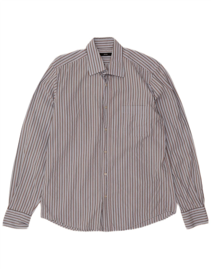 Hugo Boss Herreskjorte str. 40 15 3/4 Mellem blå stribet bomuld