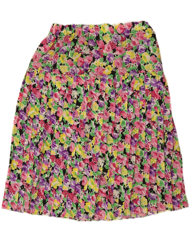 VINTAGE Womens Pleated Skirt IT 48 XL W30  Multicoloured Floral Polyester Vintage Vintage and Second-Hand Vintage from Messina Hembry 