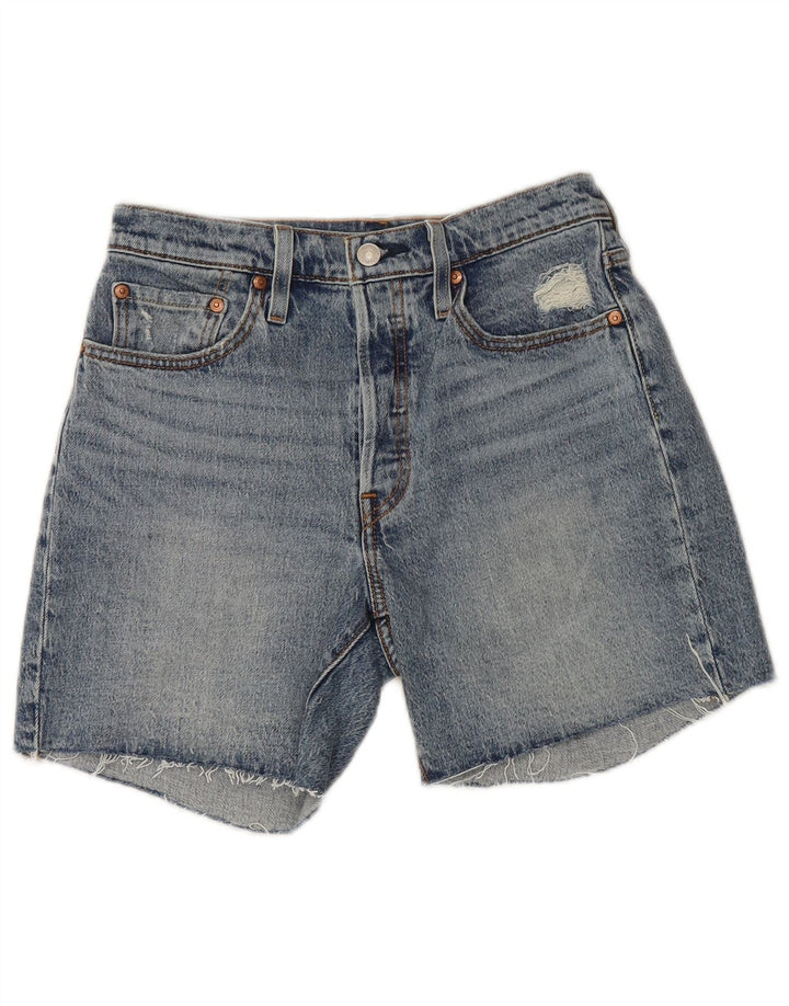Levi's Womens 501 Distressed Denim Shorts W27 Små blå bomuld