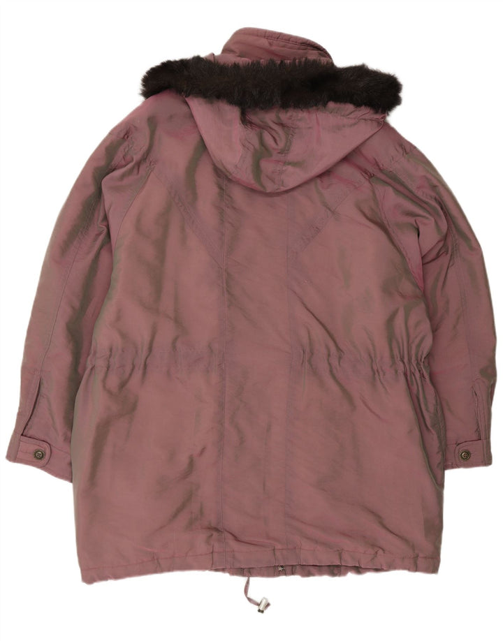 Vintage oversized hættejakke til kvinder EU 44 XL Pink