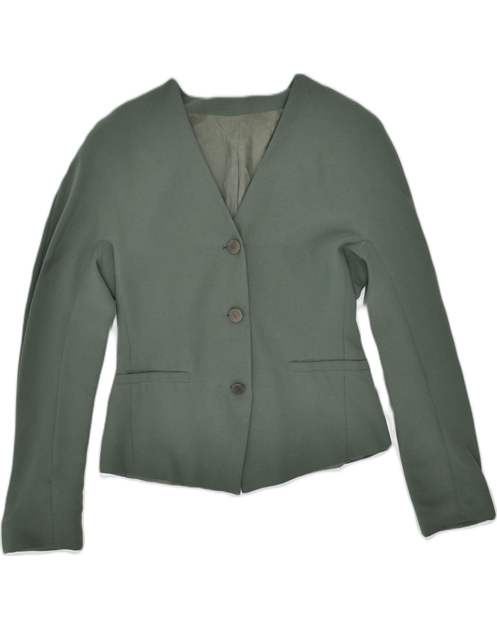 PRISMA Womens 3 Button Blazer Jacket UK 8 Small Green Polyester | Vintage | Thrift | Second-Hand | Used Clothing | Messina Hembry 