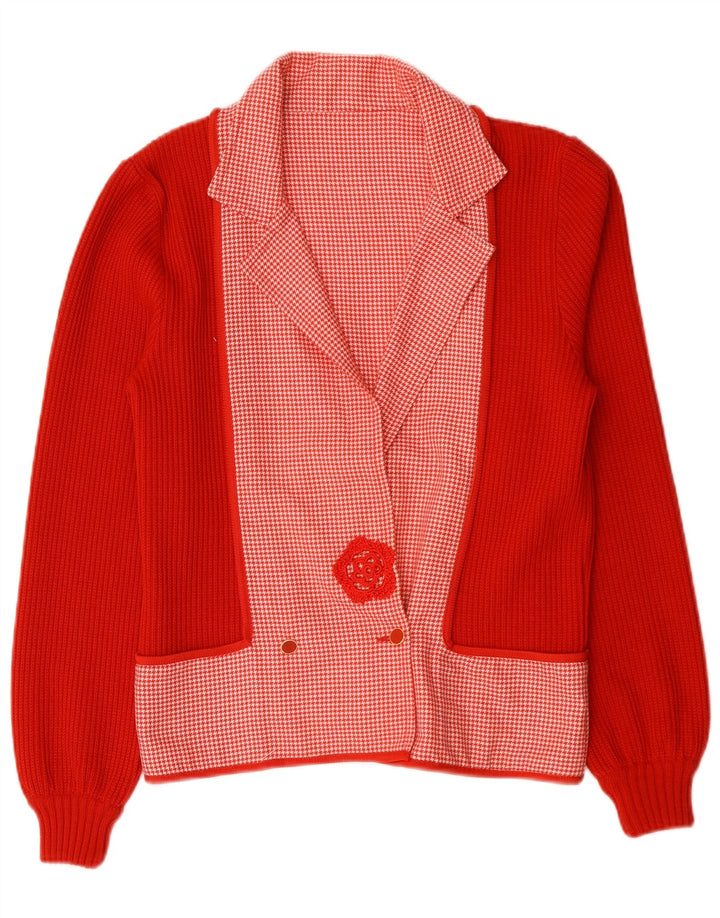 Vintage Dame Dobbeltradet Blazer Jacket UK 14 Medium Red Houndstooth