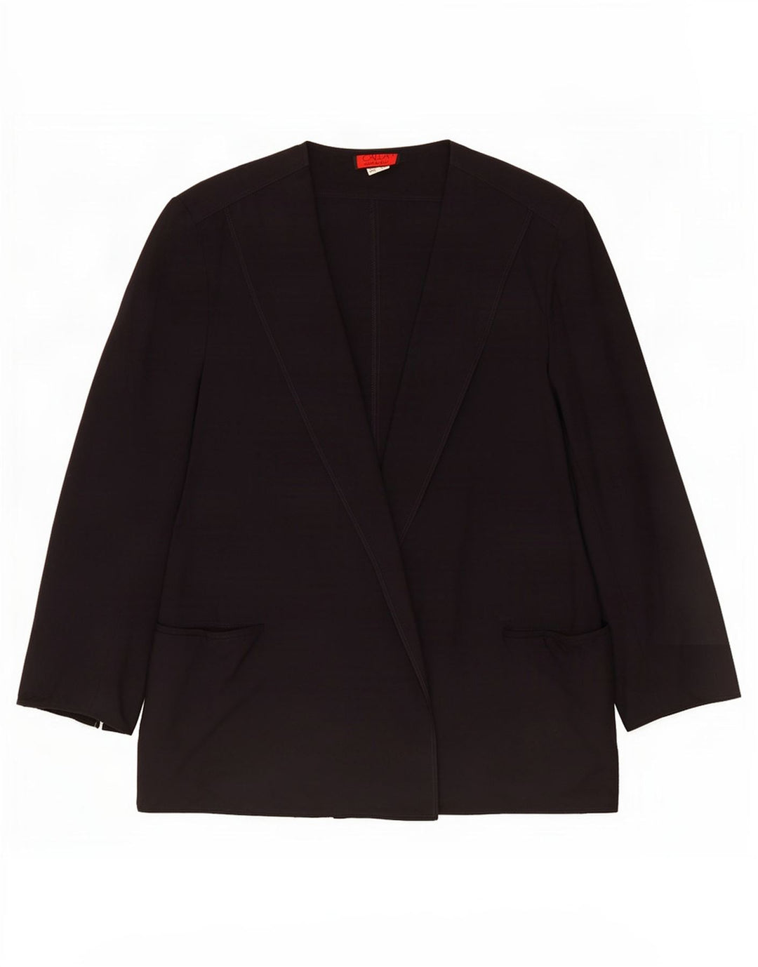 Vintage Dame Loose Fit Open Blazer Jacket IT 46 Large Navy Blue Wool