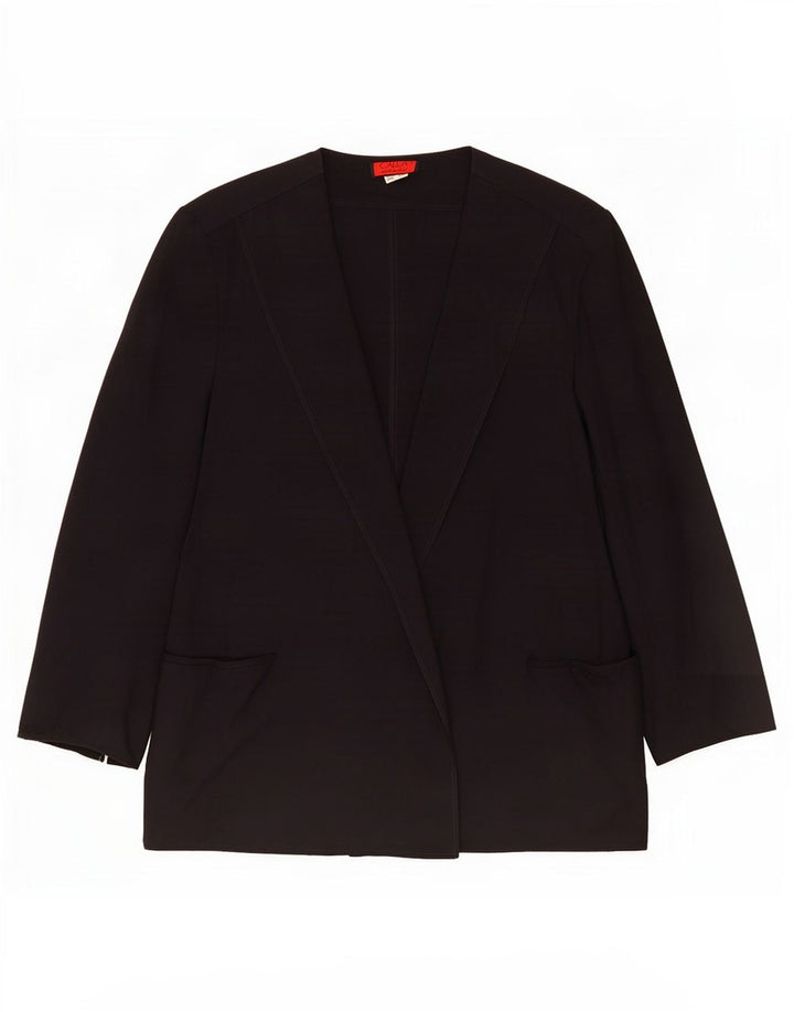 Vintage Dame Loose Fit Open Blazer Jacket IT 46 Large Navy Blue Wool