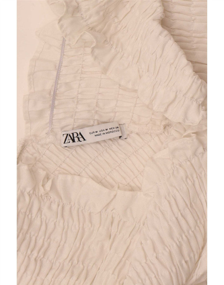Zara Langærmet Crop Off Shoulder Top UK 12 Medium White